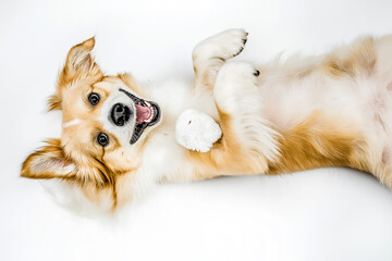 Fototapeta premium Border Collie dog happy and playful in a cute fluffy fur, smiling joyful pet animal.