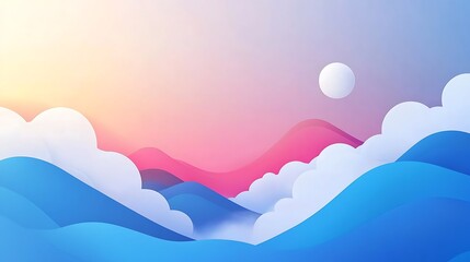 Serene Pink And Blue Mountainscape Sunset Scene