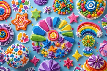 Fototapeta premium Vibrant Doodle Shapes for Joyful Celebrations and Kids' Parties
