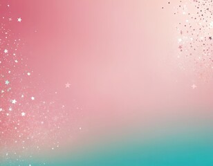 Dreamy pastel background with sparkling stars and a gradient of pink and teal hues.