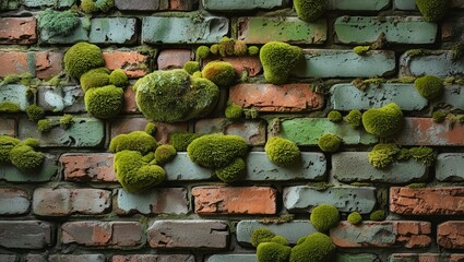 Moss-Covered Brick Wall