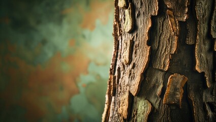  Close-Up of Tree Trunk with Green Background