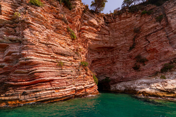 Albania, Vlorë County, Ksamil, Pegeon Cave - 18 August 2024 - Pegeon Cave and its peculiar rocks