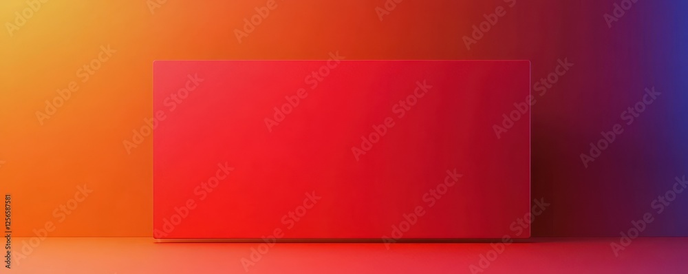 Poster modern abstract display with gradient red frame on vibrant background