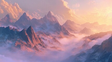 Obraz premium Majestic Mountain Range at Sunrise