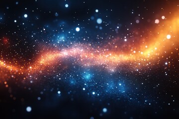 Obraz premium Stars and colorful swirls populate a dark, cosmic background with floating white dots