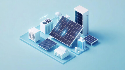 Isometric Illustration of a Sustainable Smart City Powered by Renewable Energy Sources