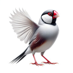 Obraz premium A full body HD Size Java Sparrow with pure white background 