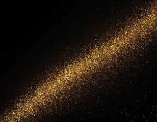 Golden glitter sparkling against a dark background, creating a luxurious and festive atmosphere.