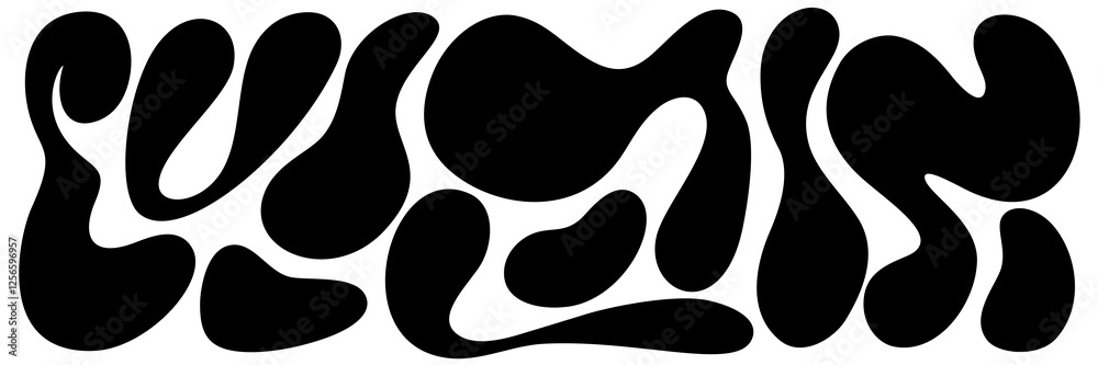 Fototapete Abstract Liquid Shapes. Vector Organic Blob Design. Modern Y2K Fluid Splashes. Wavy Bubble Forms