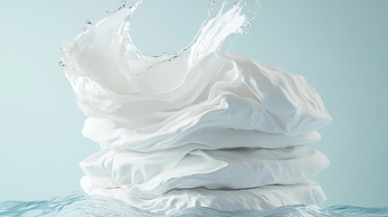 Clean White Fabric Emerging from Water Splash Soft Fresh Laundry