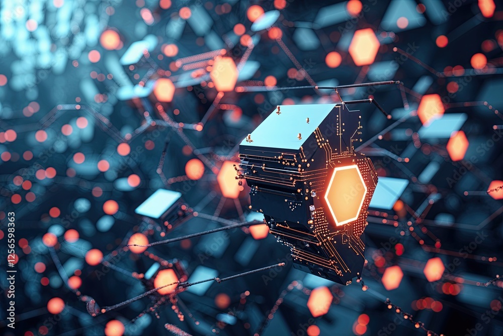 Poster dynamic abstract background of hexagonal data connections and digital technology