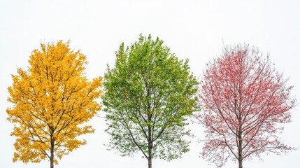 Three Trees Showing Seasonal Color Changes