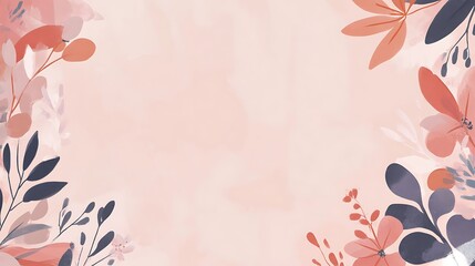 Delicate Floral Frame Soft Peach Background