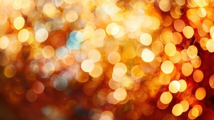 Fototapeta premium A vibrant blur of golden and orange bokeh lights, creating a warm and festive atmosphere.
