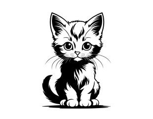 Obraz premium Cute fluffy Kitten Png, Kitten Clipart - Cute Cat Vector Graphic - Digital Download Svg, Dxf, PNG, Ai