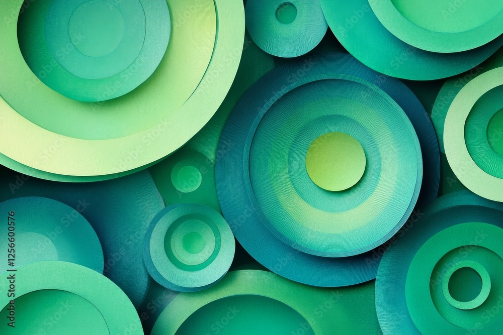 Wall mural a background consisting of overlapping circles in tones of green and blue