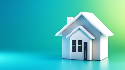Obraz premium marketing and icon concept. Minimalistic white house model on a gradient background.