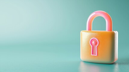 marketing and icon concept. Colorful padlock on a smooth surface, symbolizing security and protection.