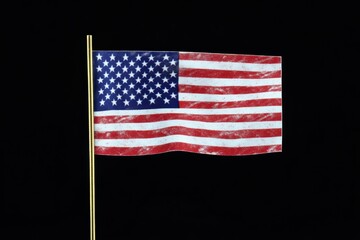 US flag waving against a black background showcasing national pride and identity