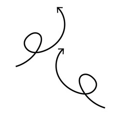 A creative black hand-drawn curly arrow set, featuring two looping arrows with a dynamic and playful style. Ideal for infographics, presentations, and creative design elements.