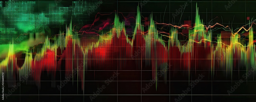 Poster dynamic financial chart with colorful graphs and data visualization