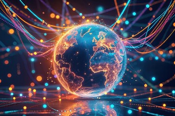 Obraz premium Global Connections through Emerging Technology and Digital Innovation