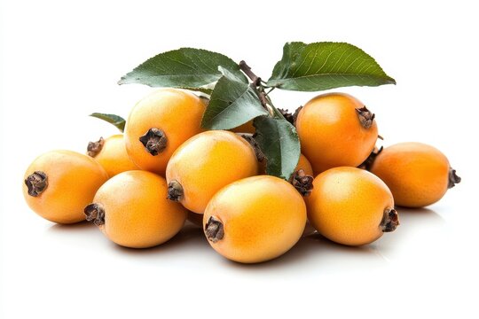 isolated bunch of loquats and medlar fruit