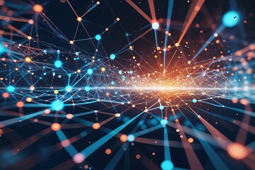 Obraz premium Exploring Digital Connectivity Through Technology and Data Visualization with Lines and Dots