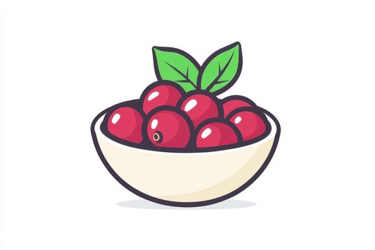 red cranberries in bowl with green leaves clip art preview