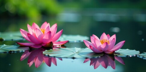 Lotus flowers floating on calm water surface , water, lotus, peaceful
