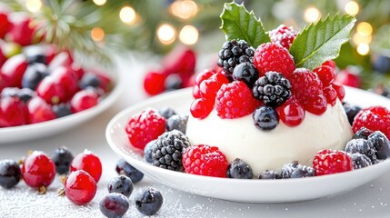 Festive Berry Panna Cotta, Christmas dessert