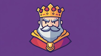 simple flat vector luxury drown king on purple background