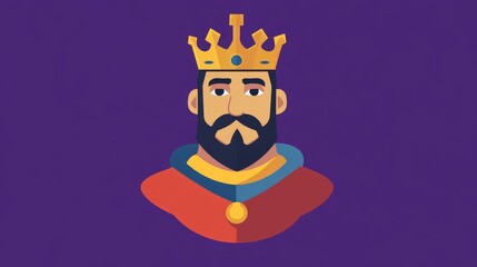 simple flat vector luxury drown king on purple background