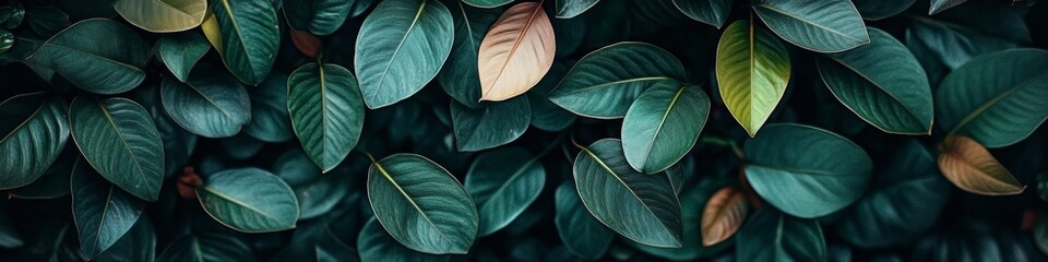 Obraz premium Dark Green Moody Background, Texture of Pattern Natural Leaf, Environment Friendly Concept