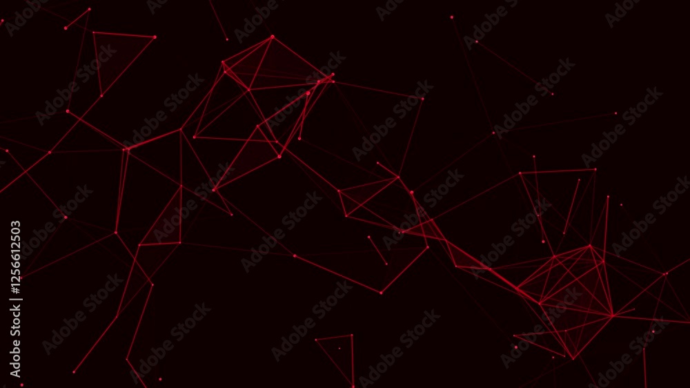 Poster Abstract digital connection moving dots and lines. Technology background. Network connection structure. Plexus effect. 3d Seamless loop. 4K