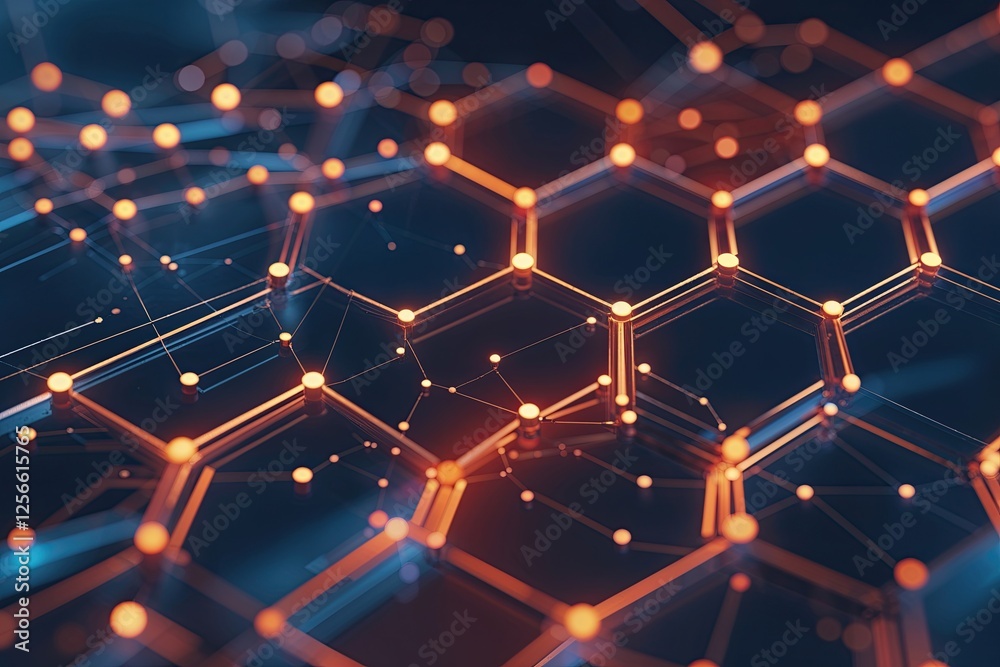 Poster innovative technology background featuring hexagonal connections and dots for enhanced data visualiz