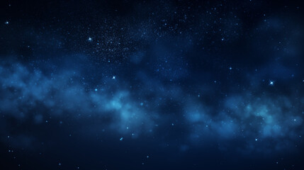 Fototapeta premium Particules scintillantes et brillantes volant sur fond sombre, noir. Lumière bleuté, paillettes dorées, argentées et flou. Fond pour bannière, création graphique. 