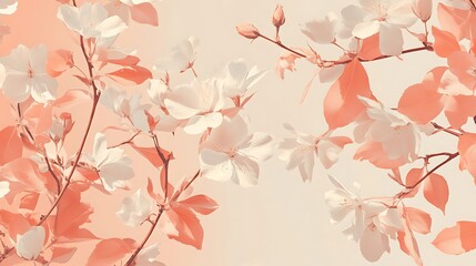 Delicate Peach And White Blossoms On Branches