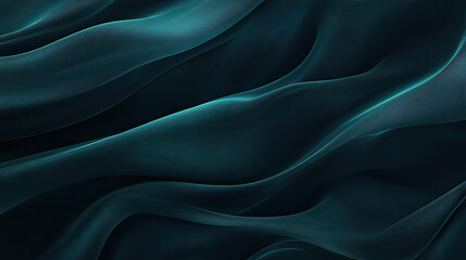 Obraz premium Abstract Teal Fabric Waves Flowing Smoothly Dark Background Texture
