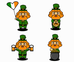 cute vector design illustration mascot character st patrick's bundle set