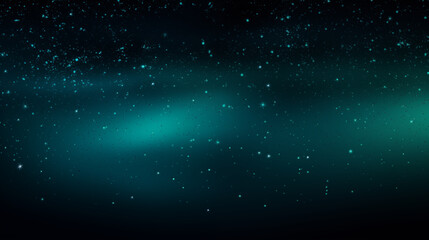 Obraz premium Particules scintillantes et brillantes volant sur fond sombre, noir. Lumière verte, paillettes dorées, argentées et flou. Fond pour bannière, création graphique