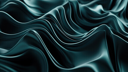 Obraz premium Abstract Dark Teal Silk Fabric Waves Background Texture