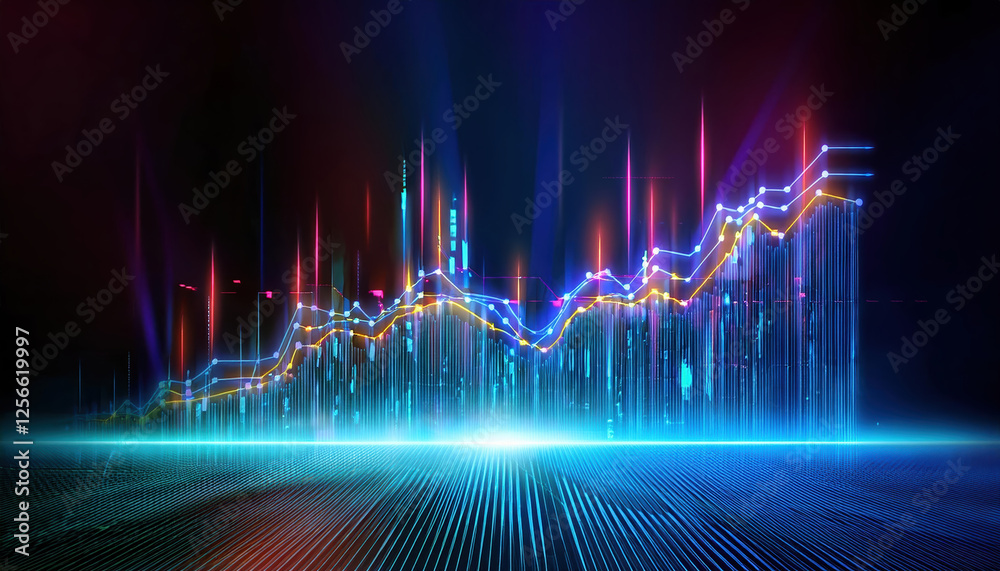 Poster vibrant glowing knowledge graph dynamically evolving in futuristic digital setting, showcasing data 