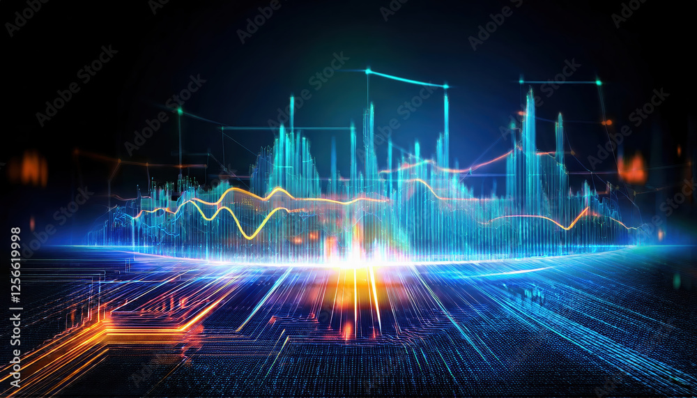 Poster vibrant glowing knowledge graph dynamically evolving in futuristic digital setting