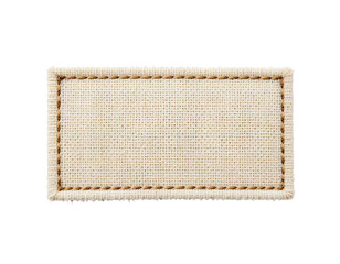 Rectangular fabric label featuring a stitched border, suitable for branding or garment labeling. It offers a minimalist, eco-friendly look. Isolated on transparent background