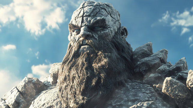 Majestic stone giant, frozen in time a 3d render of a mountainous deity. Ancient Ice Giants. Illustration