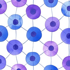 A vibrant pattern of interconnected circles in shades of purple and blue, creating an appealing and artistic visual effect.