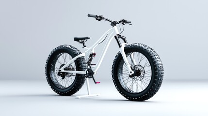 Fototapeta premium White fat tire bike studio shot, off-road cycling