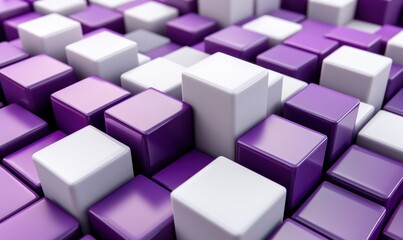 Fototapeta premium Abstract 3D render of purple and white cubes.